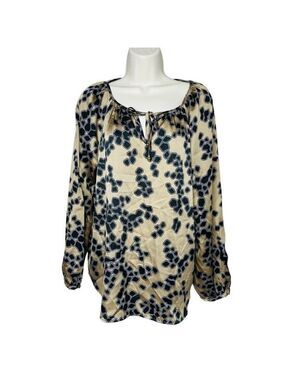 Dana Buchman‎ Women’s Brown Geometric Pattern Long Sleeve Blouse Size L